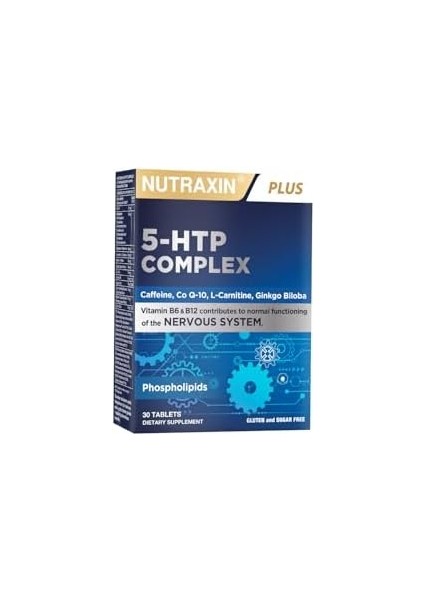Nutraxin 5-Htp Complex 30 Tablet – L-Karnitin, Ginkgo Biloba, Coq-10, Vitamin B6 & B12, Çinko ve Bitkisel Ekstreli Ruhsal ve Zihinsel Destek Takviyesi