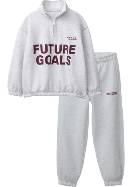 Erkek Çocuk Pamuklu Gri Yarım Fermuarlı Future Goals Eşofman Takımı fiyatları