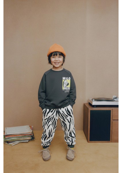 Erkek Çocuk Pamuklu Milo Zebra Desenli Eşofman Takımı