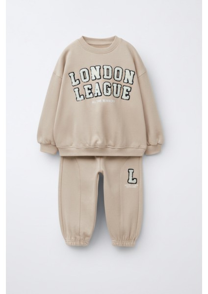 Erkek Çocuk Pamuklu London League Yazılı Eşofman Takımı