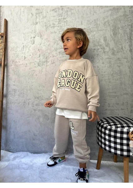 Erkek Çocuk Pamuklu London League Yazılı Eşofman Takımı modelleri