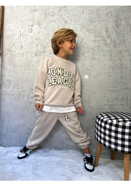 Erkek Çocuk Pamuklu London League Yazılı Eşofman Takımı fırsatları