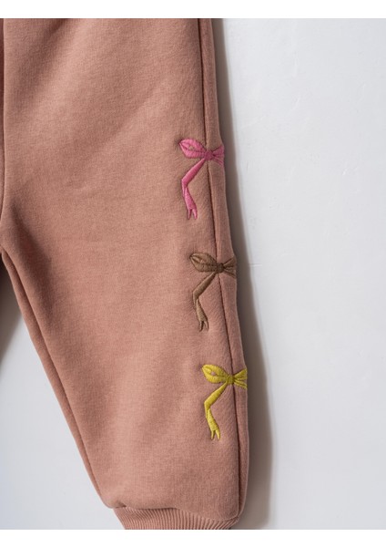 Kız Çocuk Pamuklu Pudra Dantel ve Fiyonk Detaylı Eşofman Takımı - Yumuşak Kumaşlı Iki Parça Set modelleri