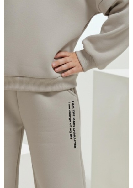 Kız Çocuk Pamuklu Yazı Baskılı Sweatshirt ve Palazzo Eşofman Takımı fiyatları