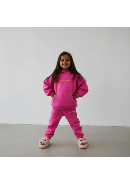 Kız Çocuk Pamuklu Pembe Kapüşonlu Eşofman Takımı – Rahat ve Trend Tasarım fiyatları