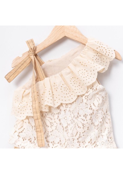 Kız Çocuk Pamuklu Dantel ve Kat Kat Fırfırlı Etekli Takım fırsatları