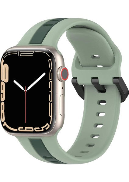 ile Uyumlu 42/44/45/49 mm Için Metal Tokalı Spor Silikon Kordon Çift Renkli Hava Alabilen Delikli Kayış