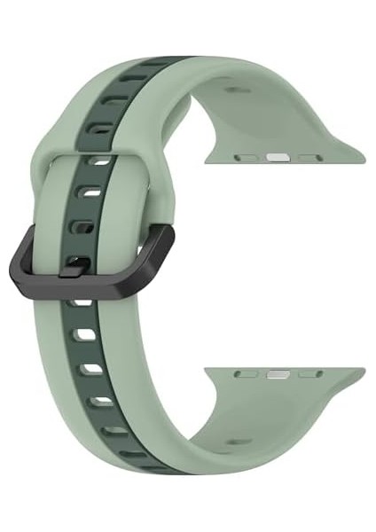 ile Uyumlu 42/44/45/49 mm Için Metal Tokalı Spor Silikon Kordon Çift Renkli Hava Alabilen Delikli Kayış modelleri