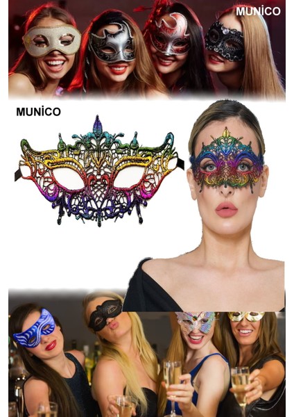 2 Adet Rengarenk Dantel Parti Maskesi – Gökkuşağı Renkli, Hafif ve Şık | Maskeli Balo Aksesuarı fiyatları