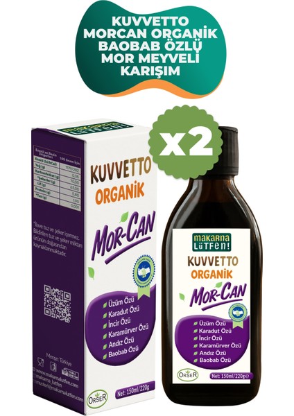 Avantajlı 2 Li Kuvvetto Morcan Organik Baobab Özlü Mor Meyveli karışım (2X220 Gram) fiyatları