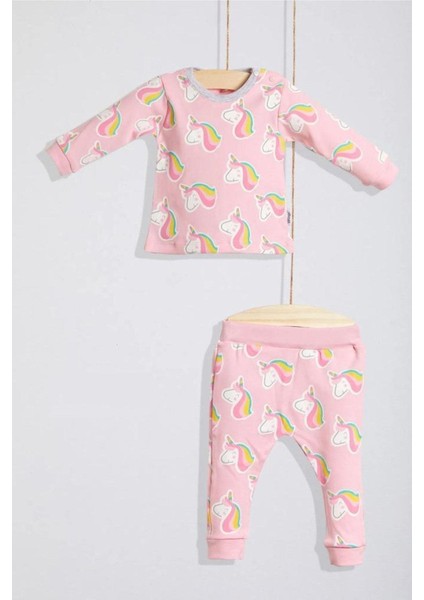 Kız Çocuk Unicorn Desenli Pamuklu Pijama Takımı