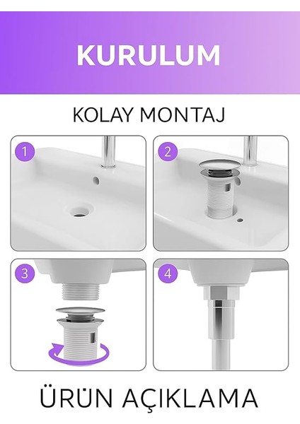 Lavabo Sifonu – Paslanmaz Çelik Kapaklı, Dayanıklı Plastik Gövde, Kolay Montaj ve Standart Uyumlu Tasarım fırsatları