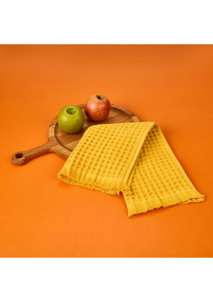 Soft Waffle Mutfak Havlusu - Hardal - 30X45 cm