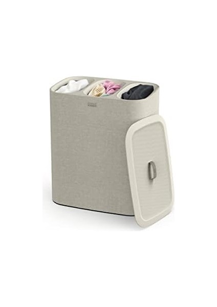 Tota 3 Bölmeli Çamaşır Ayırma Sepeti, Ekru, 90 L modelleri