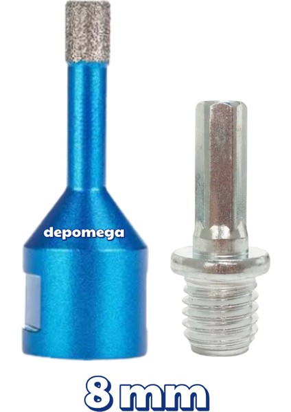 8 mm Granit Mermer Seramik Delme Panç Spiral ve Matkap Için Aparatlı M14