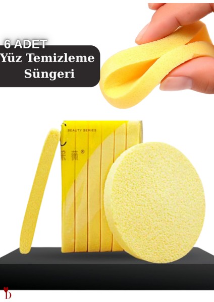 6 Adet Incecik Sünger | Cep Boy Makyaj Çıkarma Pedi | Pratik Yüz Temizleme ve Peeling Ped