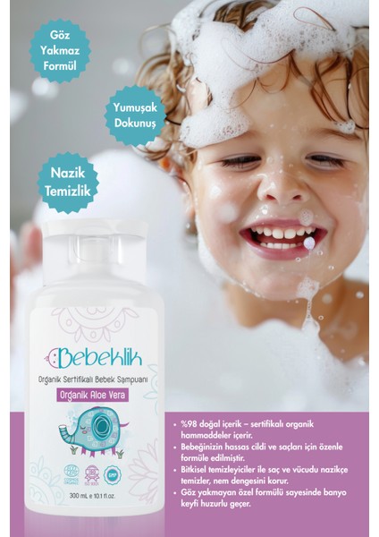 Organik Sertifikalı Aloe Vera Bebek ve Çocuk Şampuanı 300 ml fiyatları