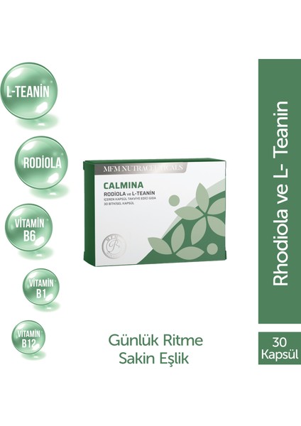 MFM Calmina Rodiola ve L-Teanin Içeren 30 Bitkisel Kapsül