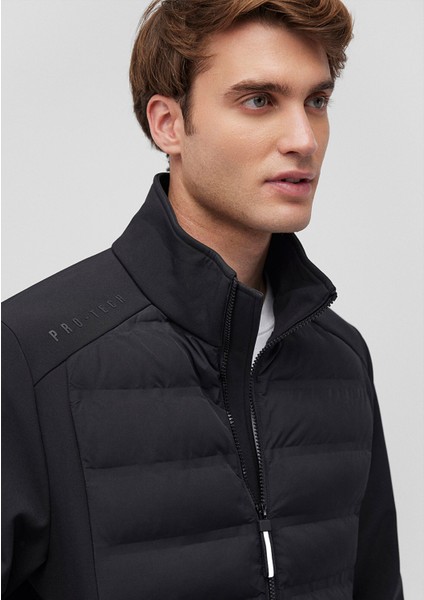 Dik Yaka Siyah Şişme Mont 0110217-71379