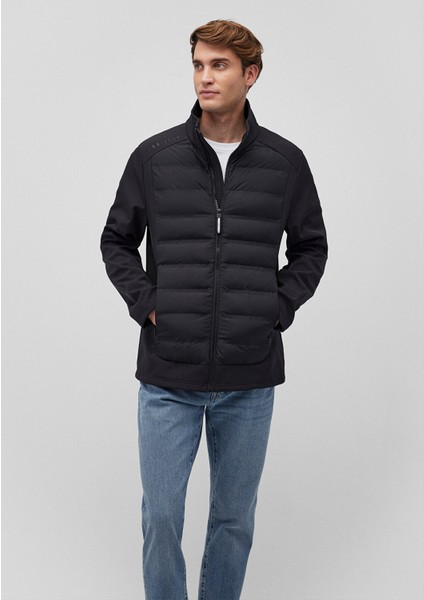 Dik Yaka Siyah Şişme Mont 0110217-71379