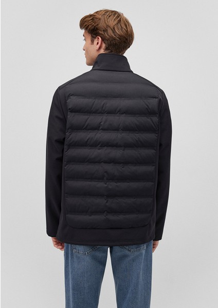 Dik Yaka Siyah Şişme Mont 0110217-71379