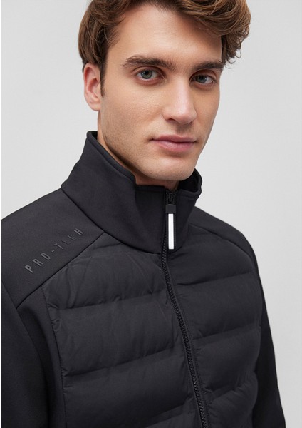 Dik Yaka Siyah Şişme Mont 0110217-71379