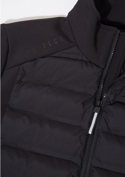 Dik Yaka Siyah Şişme Mont 0110217-71379