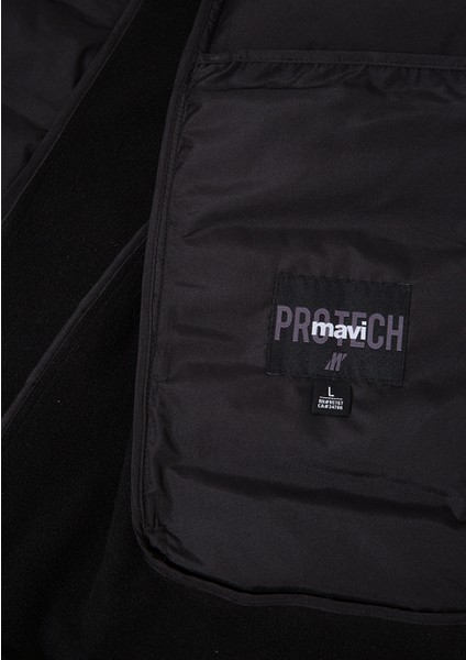 Dik Yaka Siyah Şişme Mont 0110217-71379