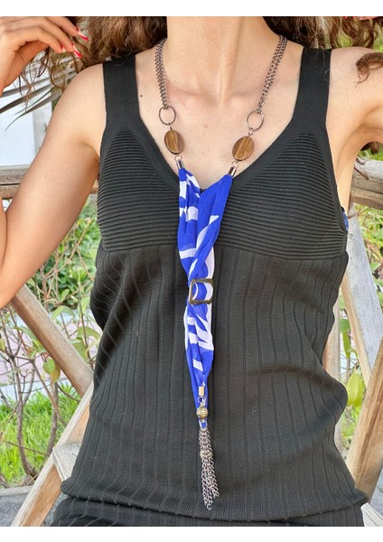 Desenli Kravat Zincirli Kadın Kolye 45 cm