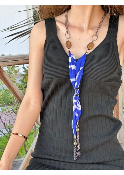 Desenli Kravat Zincirli Kadın Kolye 45 cm modelleri