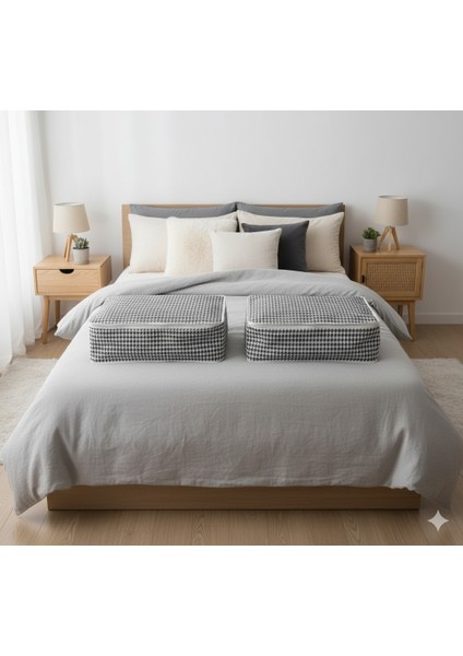 2'li Kaz Ayağı Büyük Baza Altı & Çekyat Tipi Tela Hurç 65X45X22 cm – Fermuarlı Saklama ve Düzenleme Hurcu