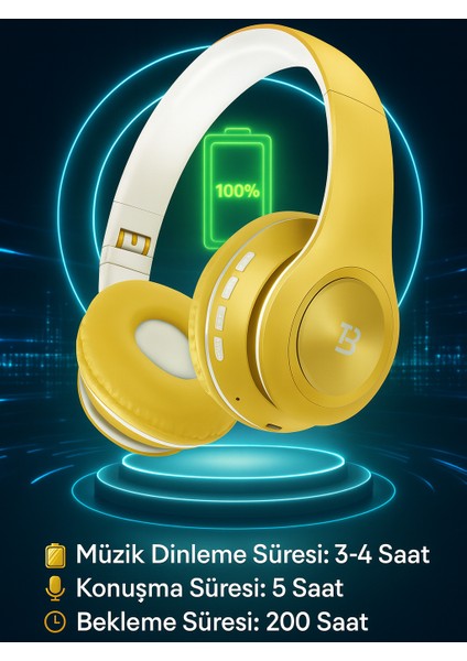 Kablosuz Bluetooth Kulaküstü Kulaklık-Mikrofonlu, Stereo Ses, Aux ve Hafıza Kartı Desteği Pulse indirimleri