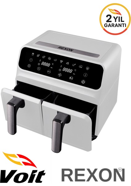 Airfryer Yağsız Fritöz Xl 4+4 8 Litre Dijital Ayrı Çift Hazneli Akıllı Pişirme Geniş Hacim indirimleri