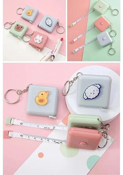 Sevimli Yumuşak Stickerlı 150 cm Uzunluğunda Pratik Taşınabilir Çanta Boy Anahtarlıklı Mezura modelleri