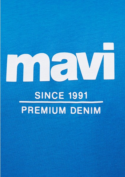 Mavi Logo Baskılı Mavi Tişört 066849-70913