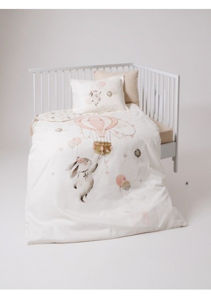 Pink Balloon Bebek Nevresim Takımı – %100 Pamuk, Nefes Alabilir, Balon Desenli