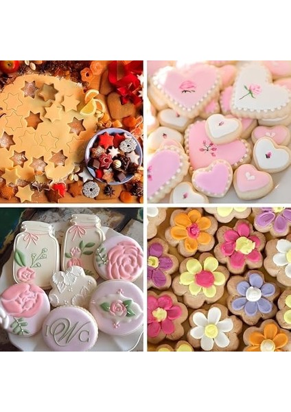 12 Parça Paslanmaz Çelik Kurabiye Kalıbı Seti – Kalp, Yıldız, Çiçek ve Daire Şekilli 301 Kalite Metal Hamur Kesici – Dayanıklı ve Hijyenik Kurabiye Şekillendirici modelleri