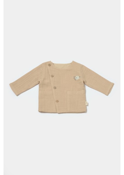 Unisex Bebek Organik Pamuklu Müslin Yandan Düğmeli Takım – Kuzu Nakış Detaylı fiyatları