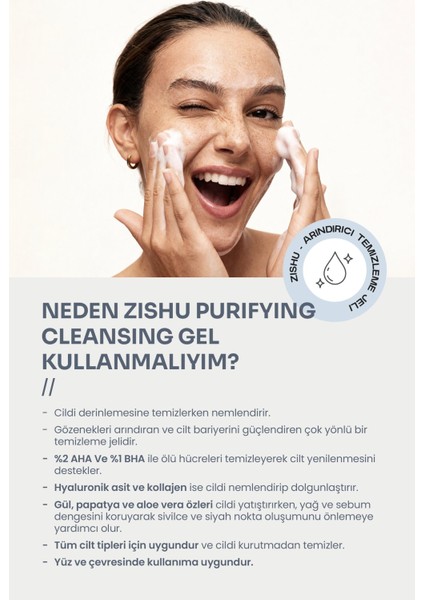 ZİSHU Arındırıcı Temizleme Jeli – Yağlı, Karma ve Kuru Ciltler İçin