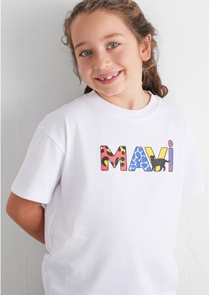 Mavi Logo Baskılı Beyaz Tişört 7610193-620