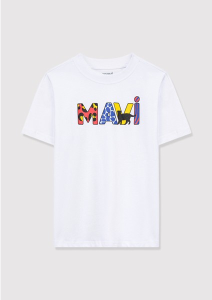 Mavi Logo Baskılı Beyaz Tişört 7610193-620