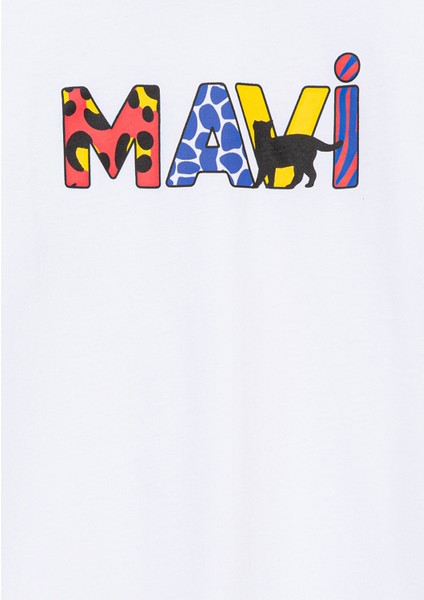 Mavi Logo Baskılı Beyaz Tişört 7610193-620