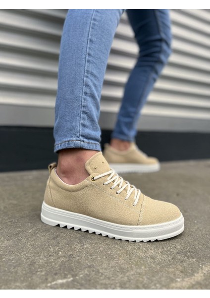 JY152 Cool Bağcıklı Süet Erkek Günlük Spor Klasik Ayakkabı Sbt - Krem