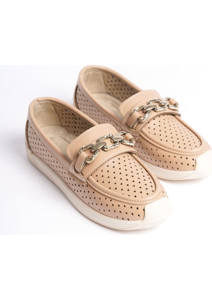 Layla Bağcıksız Ortopedik Rahat Taban Kalp Desenli Kadın Babet Ayakkabı Ckt - Ten fırsatları