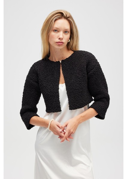 Kayla, Düz Örgü, Kadın Kısa Triko Hırka - Siyah fiyatları