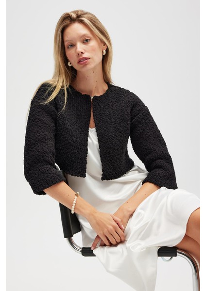 Kayla, Düz Örgü, Kadın Kısa Triko Hırka - Siyah modelleri