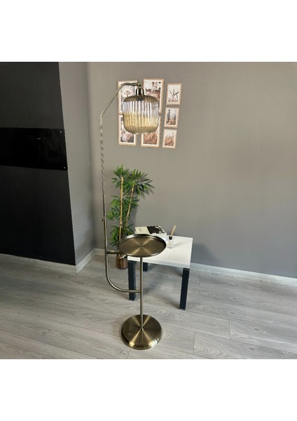 Mopa Eskitme Renk Bal Cam Tepsili Lambader Dekoratif Metal Oturma Odası Çalışma Odası Zemin