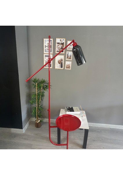 Windy Kırmızı Gövde Füme Cam Lambader Tepsili Makas Gövde Modern Oturma Odası modelleri