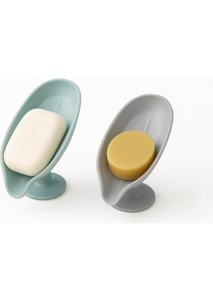 Store Vantuzlu Su Giderli Sabunluk 2’li Set – Kaymaz, Kendiliğinden Su Akıtmalı, Tezgah Üstü Sabunluk – Banyo & Mutfak Için Pratik Sabun Tutucu