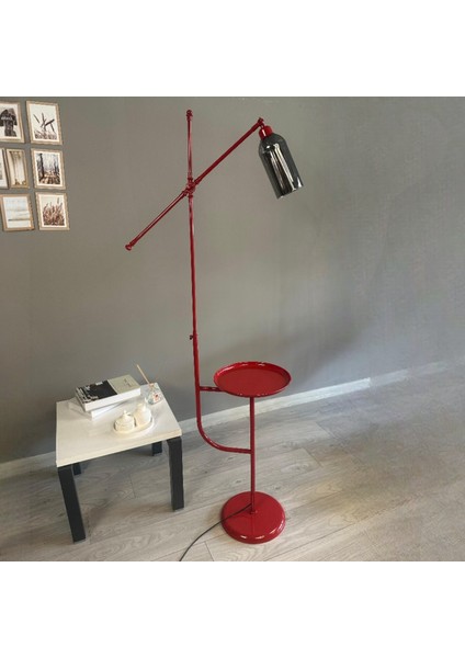 Windy Kırmızı Gövde Füme Cam Lambader Tepsili Makas Gövde Modern Oturma Odası fırsatları